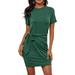 CUE AIR Women's Summer Dress Short Sleeve Tie-up T-Shirt Dress