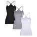 Boao 3 Pieces Women Camisoles Seamless Basic Stretch Cami with Y-back Spaghetti Strap Tank Tops, 3 Colors (S Size)