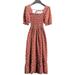 Avamo Women Cute Dress Floral Printed Summer Midi Dress Short Sleeve Swing Dress Lace Up Casual Dress