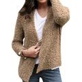 Jocestyle Long Sleeve Women Fleece Coat Cardigan Sweater Winter Jacket (Yellow XL)