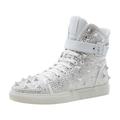 J75 by Jump Men's Soros Light Weight Stylish Lace-up Rhinestone & Metallic Ornament Detail High-top Fashion Sneakers Walking Shoes for Men