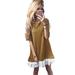 Casual Women Long Sleeve Mini Dress Patchwork O-Neck Fashion Autumn Dress