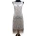 Western Fashion 2549-XL Art Deco Flapper Dress, Beige - Extra Large