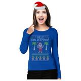 Tstars Womens Ugly Christmas Sweater Mele Kalikimaka Hawaiian Santa Christmas Gift Funny Humor Holiday Shirts Xmas Party Christmas Gifts for Her Women Long Sleeve Graphic T Shirt Ugly Xmas Sweater