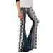 Bebiullo Women Boho Printed Flared Trousers Hippie High Waist Printed Wide Leg Long Flared Bell Bottom Pants