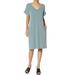 TheMogan Women's PLUS Jersey Cuffed Short Sleeve V-Neck Boxy Pocket T-Shirt Dress