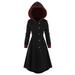 Mnycxen Womens Vintage Cloak Plus Size Snap Button Fur Trim Long Skirted Hooded Coat Top