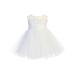 White Illusion Neck Lace Tulle Overlay Flower Girl Dress Baby Girls