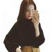 Forzero Women's Oversized Cropped Sweater Lantern Long Sleeve Loose Knit Pullover Sweater