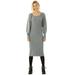 Scoop Women's Square Neck Ribbed Sweater Dress