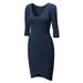 MBJ WDR940 Womens Deep V Neck 3/4 Sleeve Tulip Bodycon Dress XXXL NAVY