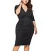 UKAP Women's Deep V-neck Pleated Maxi Dress Plus Size Bodycon Pencil Dress Party Clubwear Wrap Hip Dress