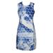 Dkny Blue White Sleeveless Painted Circle-Lace Sheath Dress 10