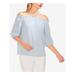 VINCE CAMUTO Womens Light Blue Tie Back 3/4 Sleeve Off Shoulder Top Size 2XS