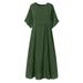 ZANZEA Women Polka Dot Round Neck Long Dress Ladies Baggy Kaftan Maxi Dress Sundress