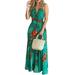 Sexy Dance Beach Dress for Womens Sexy V-neck Open Back Maxi Dress Vintage Floral Evening Party Cub Dress