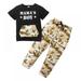 1-4Y Baby Boy Pants Set Boy Outfit Set Summer Boy Outfits Short Sleeve Letter Print T-shirt Tops+Camouflage Trouser Pants Casual Costume Set