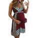 Sexy Dance Womens V-Neck Spaghetti Strap Maternity Dress Backless Sleeveless Boho Printing Mini Dress Pregnancy Sundress