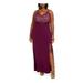 MORGAN & CO Womens Purple Sequined Sleeveless Halter Full-Length Fit + Flare Formal Dress Size 20W