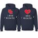 I am Her Missing Piece I am His Missing Piece His and Hers Matching Couples Hoodies, Navy, Mens 2XL-Womens 3XL