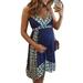 Pregnant Womens Wrap Belt Mini Dress V Neck Ladies Short Sleeve Maternity Dress Kaftan Casual Long Dress Paisley Flowing Party Sundress Holiday Long Sundress for Ladies