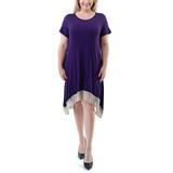 Ella Samani Women's Plus Size 3/4 Sleeve Lace Trim Dress