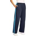 Woman Within Women's Plus Size Side Stripe Cotton French Terry Straight-Leg Pant - 42/44, Navy Paradise Blue
