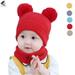 Sixtyshades Winter Warm Child Beanie Hat Scarf Set Ski Knit Hat Cap with Pompom for 0-12 Months Old Baby Boys Girls (Red)