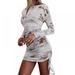 Women Mini Tight Dress,Long Sleeved Slim Dress,Printed Bodycon Short Pencil Dresses for Club Party