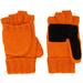 Men's Thinsulate 3M Thick Wool Knitted Half Mitten Suede Palm Gloves (L/XL Orange)