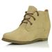 Women's Lace Up Oxford Wedge Booties Ankle Martin Fashion Round Toe Boots for Women Beige,pu,8, Shoelace Style Dark Brown