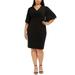 Connected Women's Plus Size Flutter-Sleeve Sheath Dress Black Size 22W