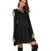 Women Fashion Cross Neck Off Shoulder Long Sleeve Dress Casual Solid Color Sexy Plus Size Dresses