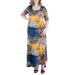 24seven Comfort Apparel Women's Plus Size paisley Elbow Sleeve Maxi Dress