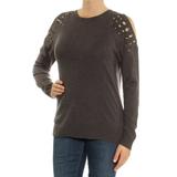 INC Womens Gray Cold Shoulder Cold Shoulder Long Sleeve Crew Neck Tunic Evening Sweater Size: M