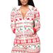 Women Xmas Jumpsuit Ladies Christmas Coverall Casual One Piece Pajamas Sleepwear Ladies Christmas Hoodie Romper Tracksuit Deep V-Neck Pajamas Playsuit Bodysuit for Ladies