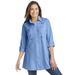 Woman Within Women's Plus Size Button-Front Embroidered Tunic