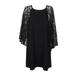 CALVIN KLEIN Womens Black Cape Lace Overlay Sleeveless Crew Neck Mini A-Line Cocktail Dress Petites Size: 2