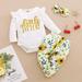 Big Clear 3Pcs/set Baby Girl Sister Clothing Suit Newborn Kids Alpha-Printed Rompers+ Floral Pants + Headband