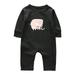 StylesILove Infant Baby Boy Elephant Print Long Sleeve Cotton Romper Outfit (95/18-24 Months, Black)