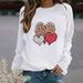 Winnereco Love Heart Round Neck Jumper Women Long Sleeve Loose Sweatshirt (White L)