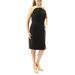 RALPH LAUREN Womens Black Slitted Cut Out Spaghetti Strap Crew Neck Knee Length Sheath Dress Size: 14