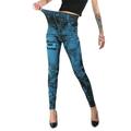 Avamo High Waist Jeggings for Women Denim Print Seamless Stretch Leggings Pants Ladies Casual Slim Fit Trousers