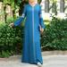 Mnycxen summer dresses Women Muslim Abaya Long Dress Floral Printed Vintage Kaftan Islamic Maxi Dresses