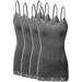 Women's Junior & Plus Adjustable Spaghetti Strap Lace Trim Tunic Tank Top - (4 Pack - Heather Charcoal/Heather Charcoal/Heather Charcoal/Heather Charcoal, Medium)