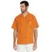 vkwear Men's Guayabera Cuban Beach Wedding Casual Short Sleeve Dress Shirt (Orange, S)