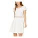 SEQUIN HEARTS Womens White Cut Out Solid Short Sleeve Jewel Neck Short Fit + Flare Party Dress Size 3