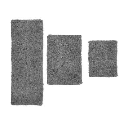 Fantasia 3 Piece Set Bath Rug Collection by Home Weavers Inc in Grey