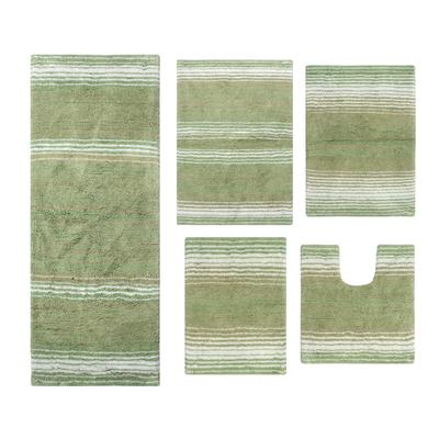 Gradiation 5 Piece Set Bath Rug Collection by Home Weavers Inc in Sage