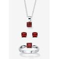 Women's 3-Piece Birthstone .925 Silver Necklace, Earring And Ring Set 18" by PalmBeach Jewelry in January (Size 5)